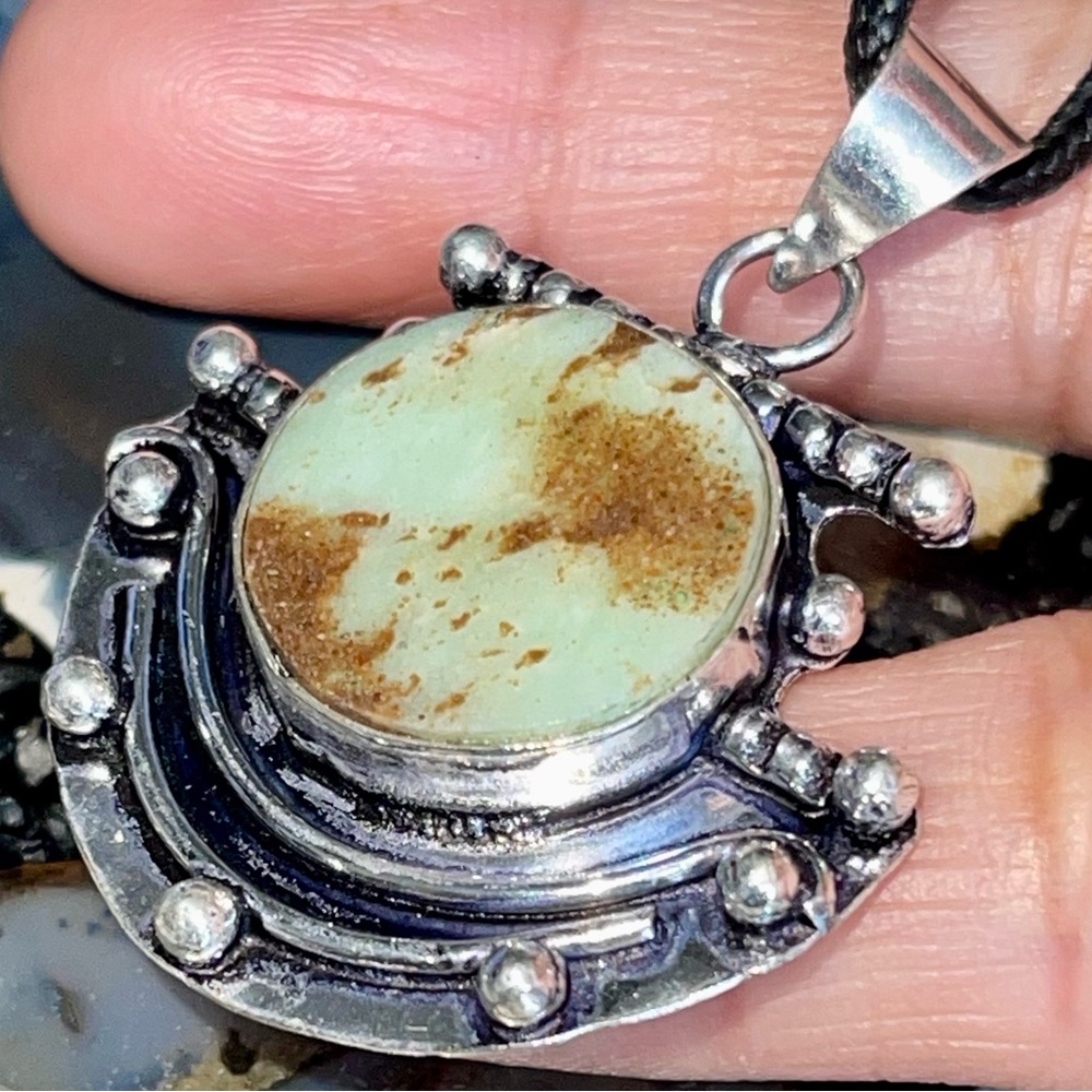 Venus Stone Green Chrysoprase Pendant 1 7/8”